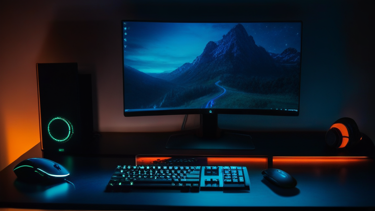 ゲームパッドやヘッドセット、ゲーミングマウスが並ぶPCゲーム環境